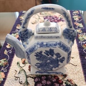 $15 Add On Blue and White Chinese Floral Teapot